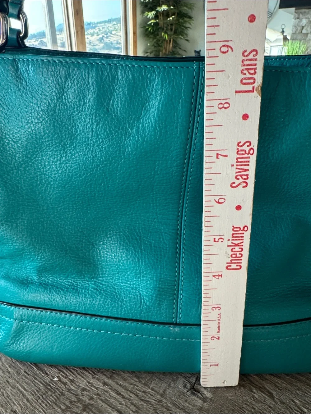 Coach Park Carrie Tote Shoulder Bag F23284 Teal Green Pebbled leather jewel tone